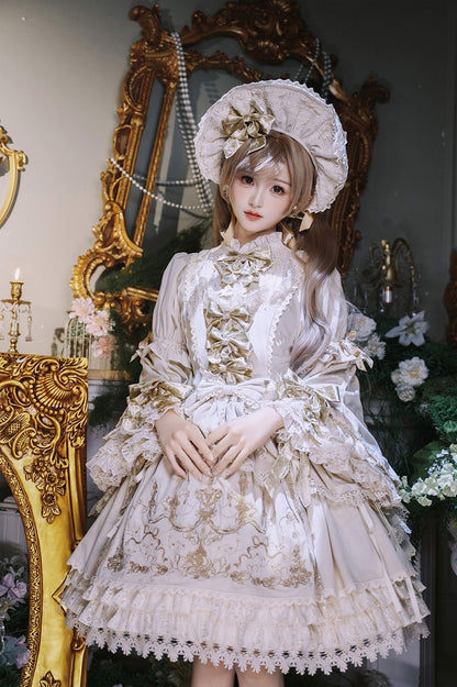 und Stickerei Ärmel Kleid Glocke Kerze Samt Kerzenständer Creme