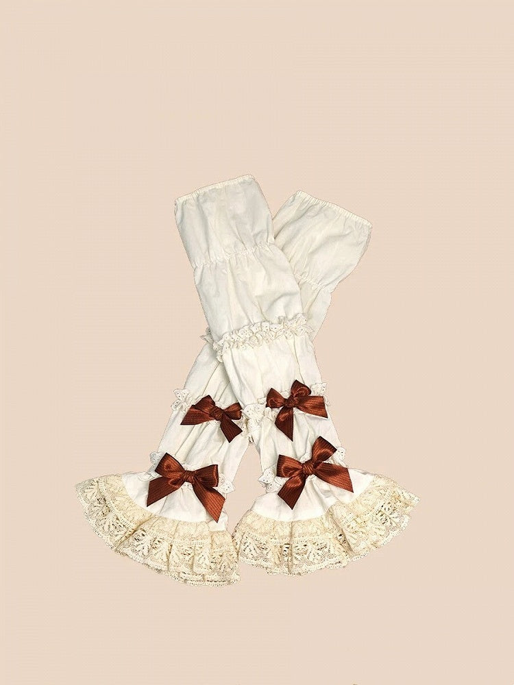 Cream Detachable Sleeves with Brown Bows - Stars Fall on the Foggy Island