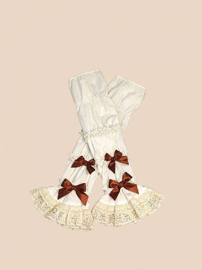 Cream Detachable Sleeves with Brown Bows - Stars Fall on the Foggy Island