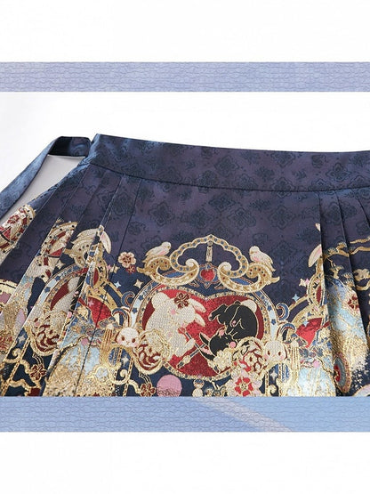 Chinese Style Apple Embroidery Outfit Set with Capelet - Zao Jing Ji