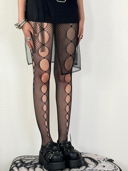 Black/White/Red Cut-out Tights Design