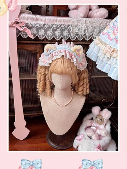 Bow Ear Lolita Pink and Kitten Hairband Blue