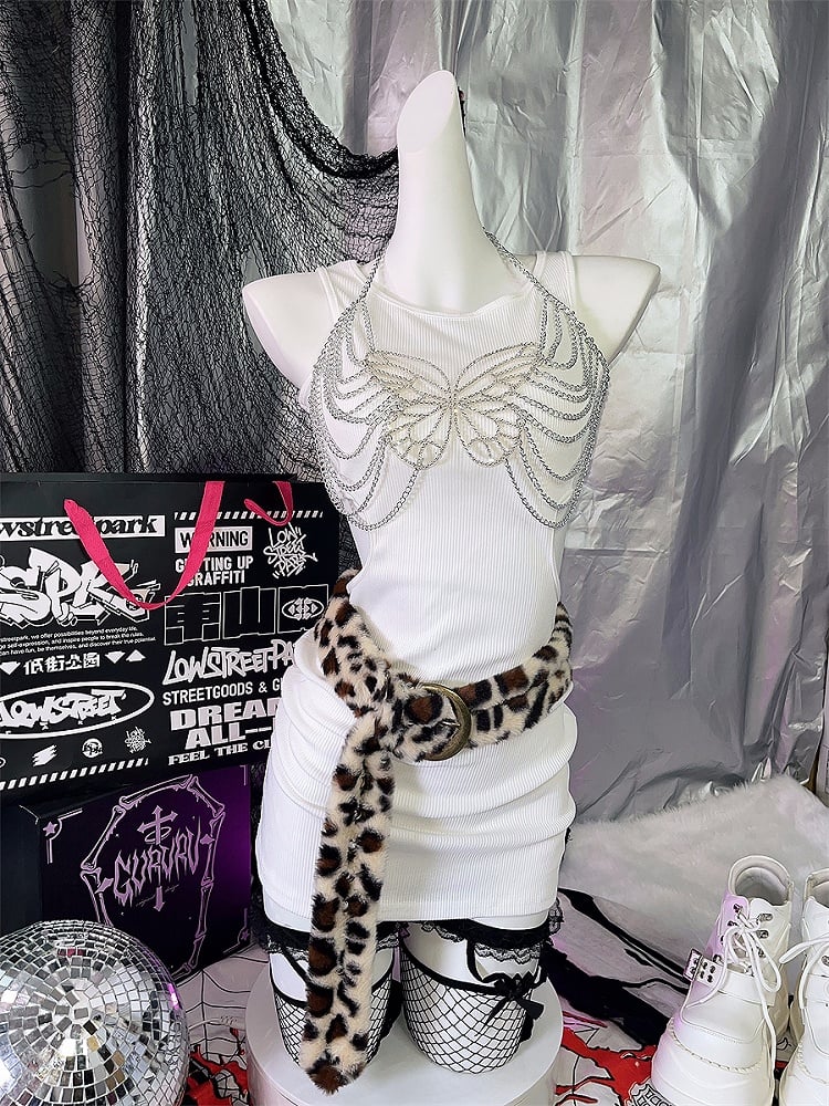 Gyaru Brown Leopard Plush Buckle Belt