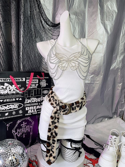 Gyaru Brown Leopard Plush Buckle Belt