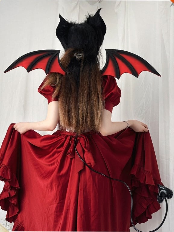 Ear KC Plüsch SchwarzRot/Grau/Lila Fledermaus Halloween
