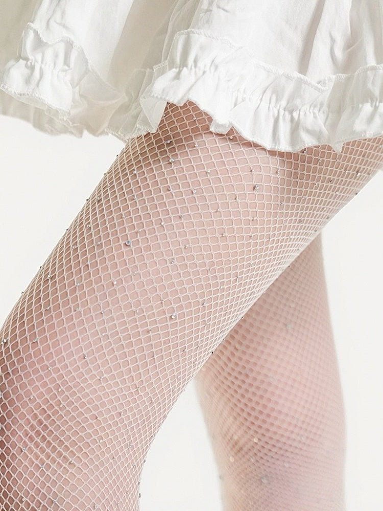Sheer Fishnet Stockings with Rhinestone Details in 4 Colors - ModaSwings