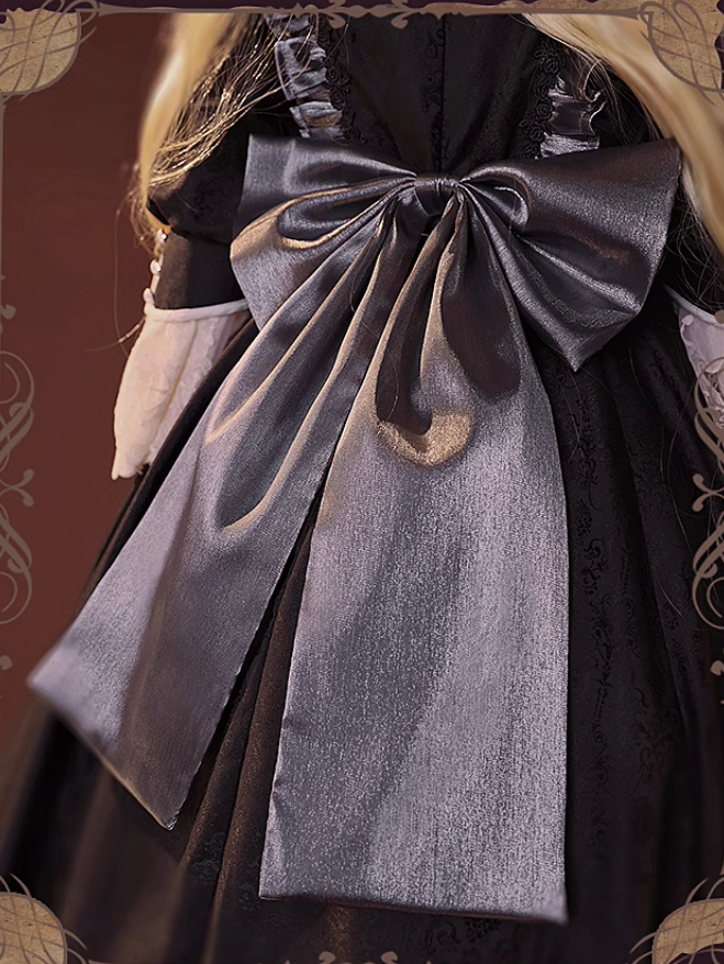 GOSICK Victorique De Blois Schwarzes Jacquardkleid im Lolita-Stil, Cosplay-Kostüm