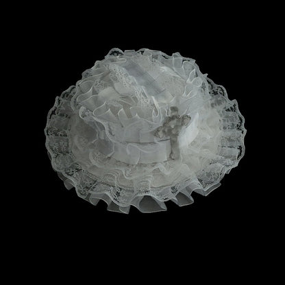 クロスホワイトレースミニハット装飾トリム