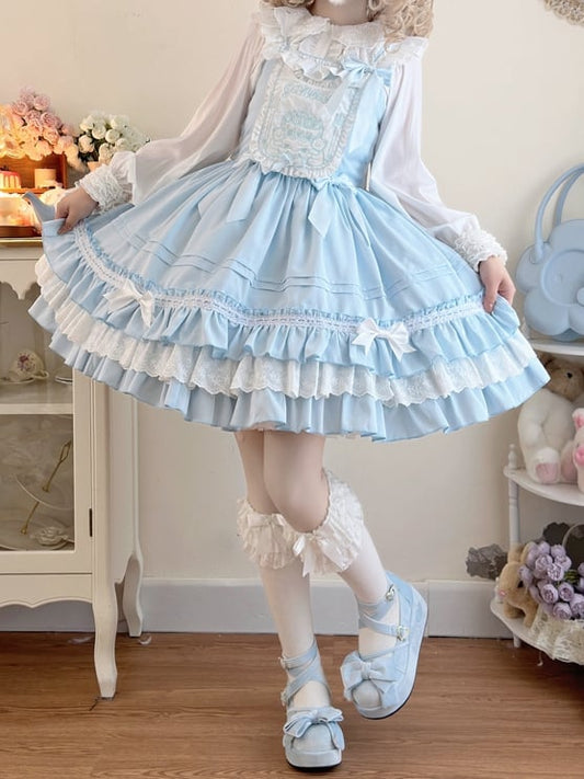 Cake Teddy und Lolita Stickerei Kleid Mieder Sweet Blue