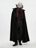Men's Gothic Vampire Velvet Cloak in Black & Red - Punk Rave
