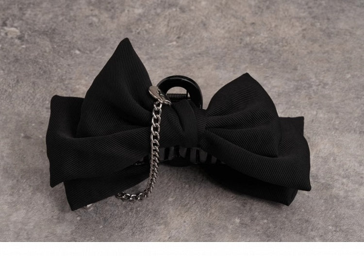 Pins Chain Claw Cross Clip Decorated Gothic with Black Bow