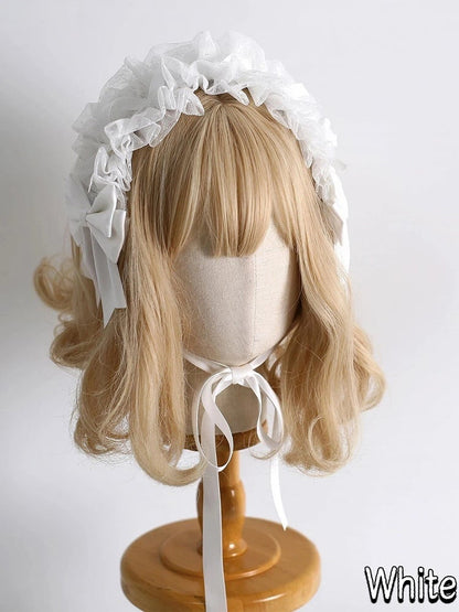 18-Color Ruffled Bow Tulle Hairband Lolita