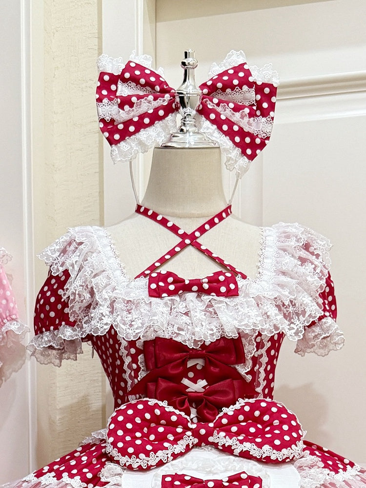 Pink Bowknot KC Pattern / Polka-dot Red