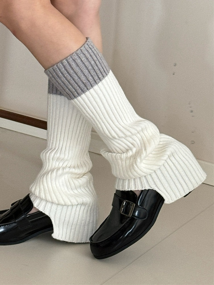 Gestrickte Beinwärmer in Weiß/Khaki/Dunkelblau/Dunkelgrau/Dunkelrot/Kaffee