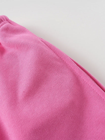 Cute Pink Letter-Printed Drawstring Summer Shorts - Languid Park