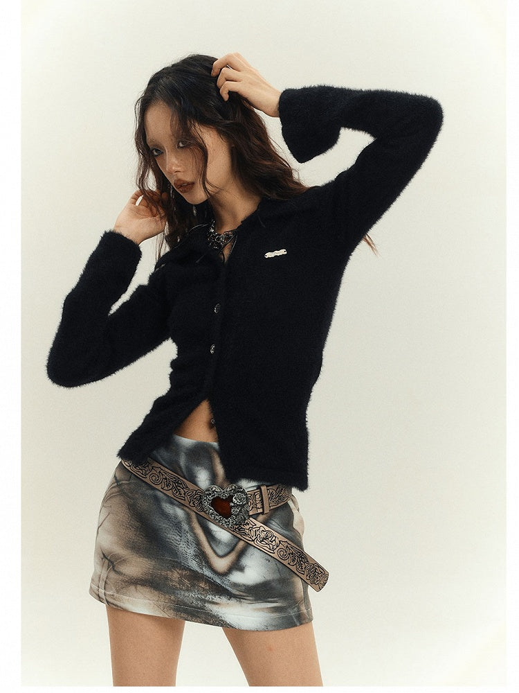 and Gray Punk Mini Bodycon Skirt Black