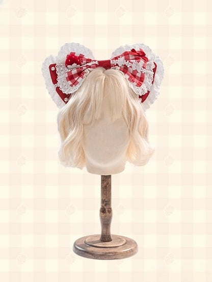 Bow Gingham Strawberry with KC Accents Lolita and Black/Red/Pink