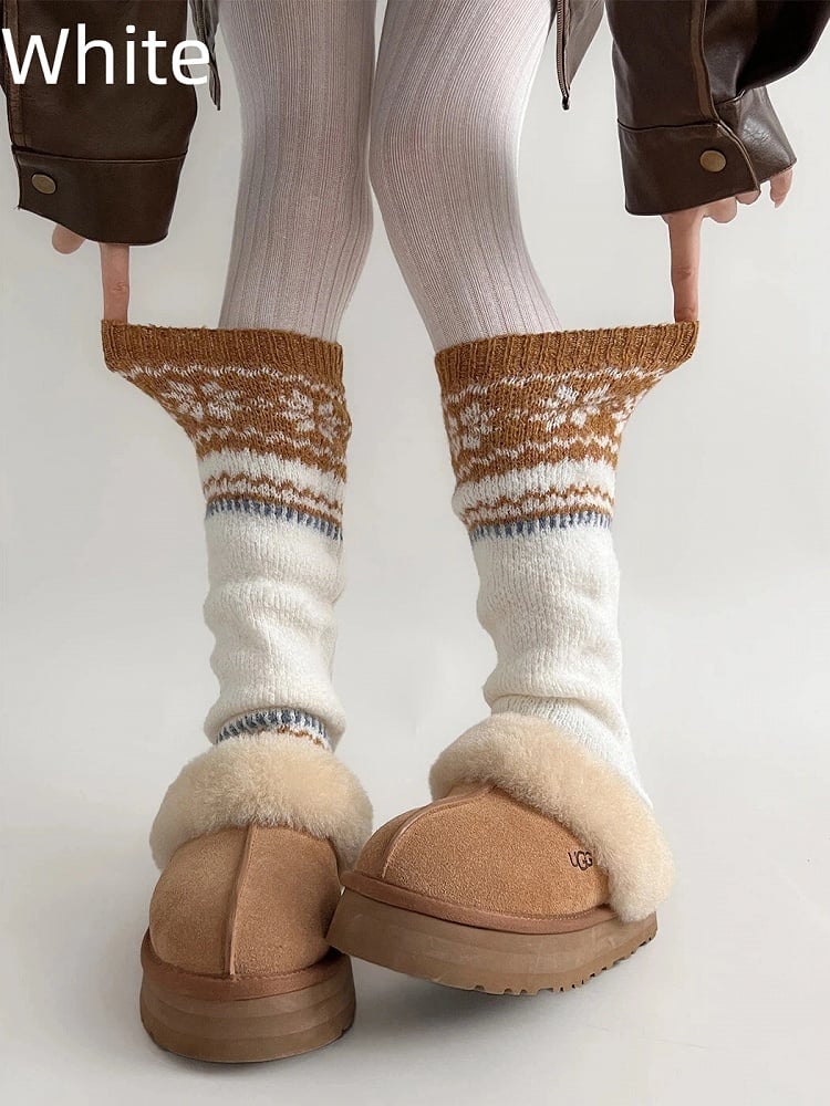 Isle Fair Leg Colors） Knit Patterned Warmers（4