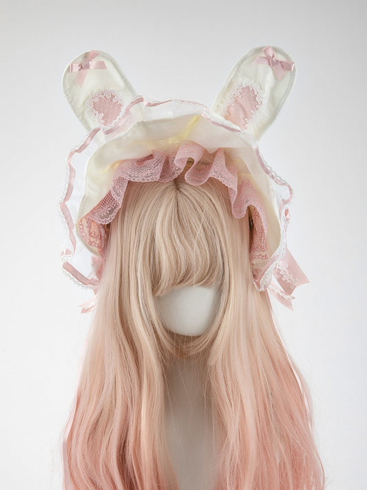 Accents Ivory Pink with Pastel Bunny-Ear Bonnet Lace