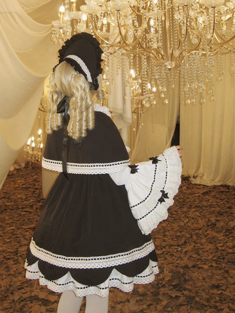 Decoration Black Bowknots White Peter Pan Collar Bell Sleeves Blouse