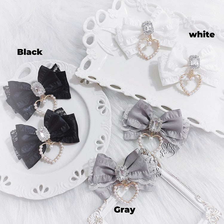 Spitzenfarben Herz Charm Strass Akzent 15 Kei Haarspangen Jirai Schleife