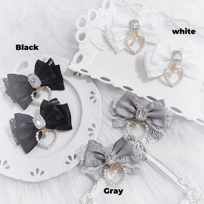 Spitzenfarben Herz Charm Strass Akzent 15 Kei Haarspangen Jirai Schleife