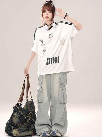 Hellblaue Cargo-Jeans mit Taschen