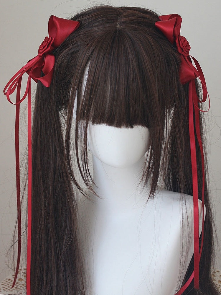 Bowknot Details Roses Design Hair Clips