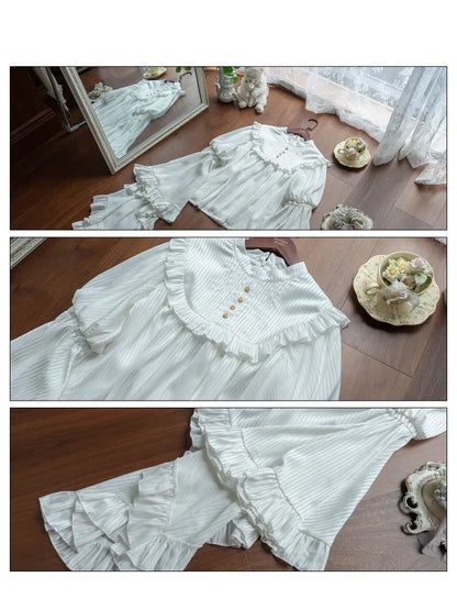 ブラウス ホワイト フラウンス ゴシック スリーブ ベルトリム