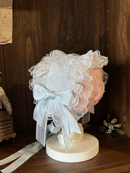 Blue White Lace Ruffle Hairband - Iris fleur