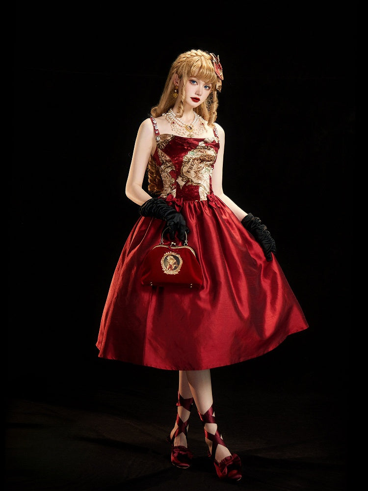 Bows Classic Elegant Wine Shoulder Cowl Dresswith Rhinestone Neckline Lolita Strapsand Red Embellished