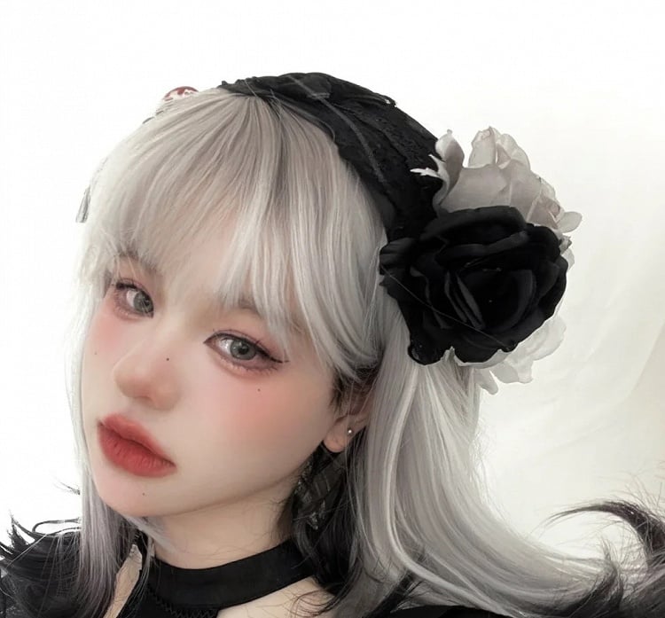 Rosen Gothic Lolita Schwarzes Haarband