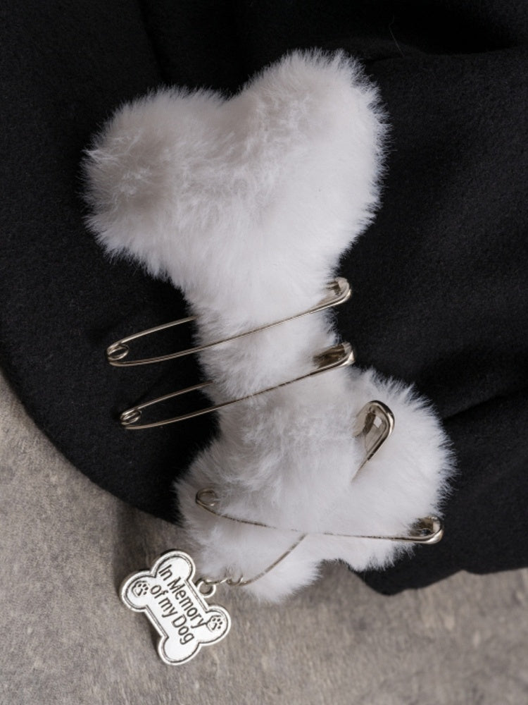 Gothic Decorated Bone Black Plush Pin Ear Hat Beret Design Cat
