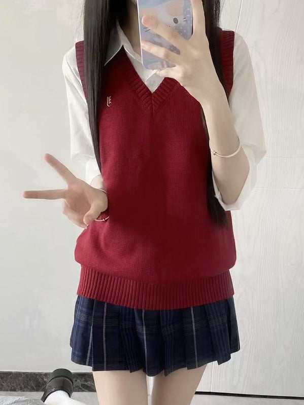 Letter Options 8 Preppy Uniform Vest JK Color Embroidery Style