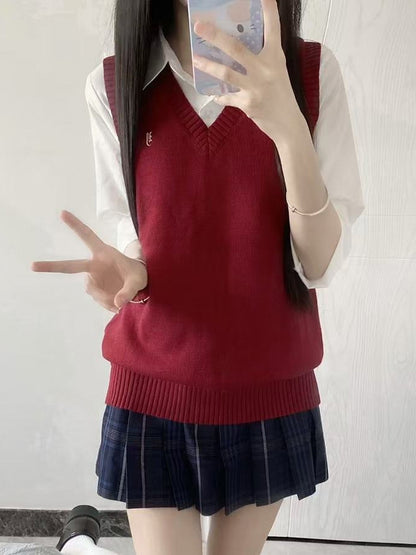 Letter Options 8 Preppy Uniform Vest JK Color Embroidery Style