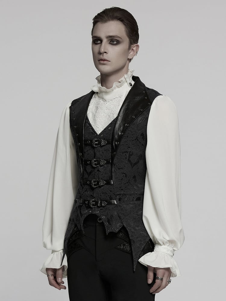 Black Lapel Men's Gothic Jacquard Vest