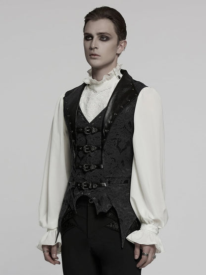 Black Lapel Men's Gothic Jacquard Vest