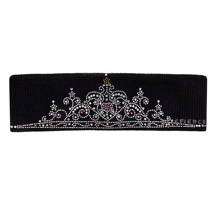 Y2K Knitted Hairband Black Crown Rhinestone