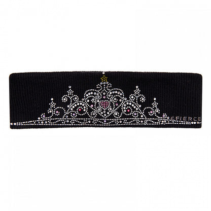 Y2K Knitted Hairband Black Crown Rhinestone