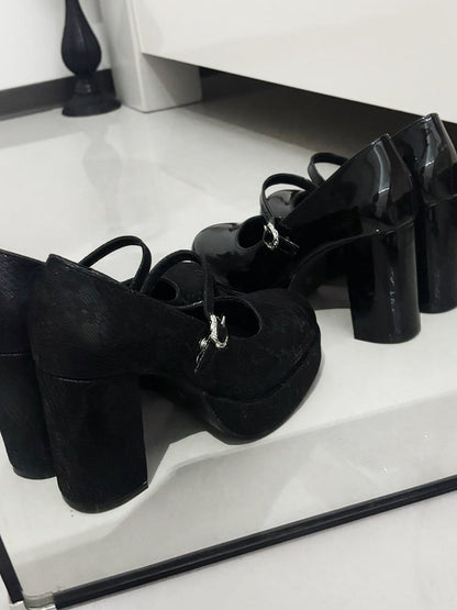 Gothic Lace Floral Mary Jane Shoes - Black Cat Macket