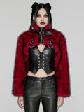 Black Red Punk Personalized Short Fur Jacket