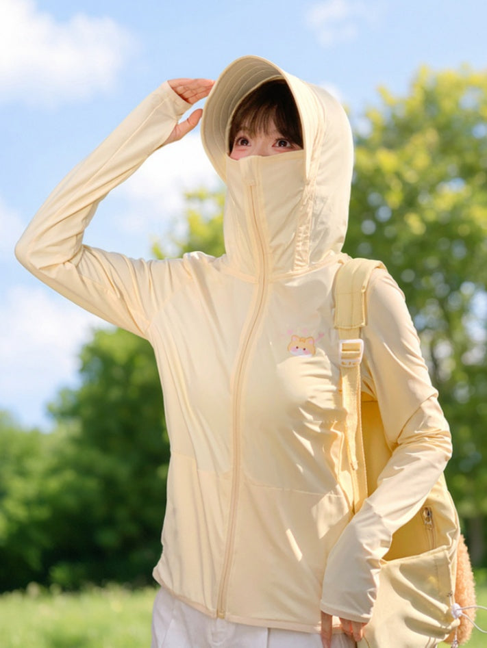 アプリコットキティプリントのゆったりサンプロテクションジャケット