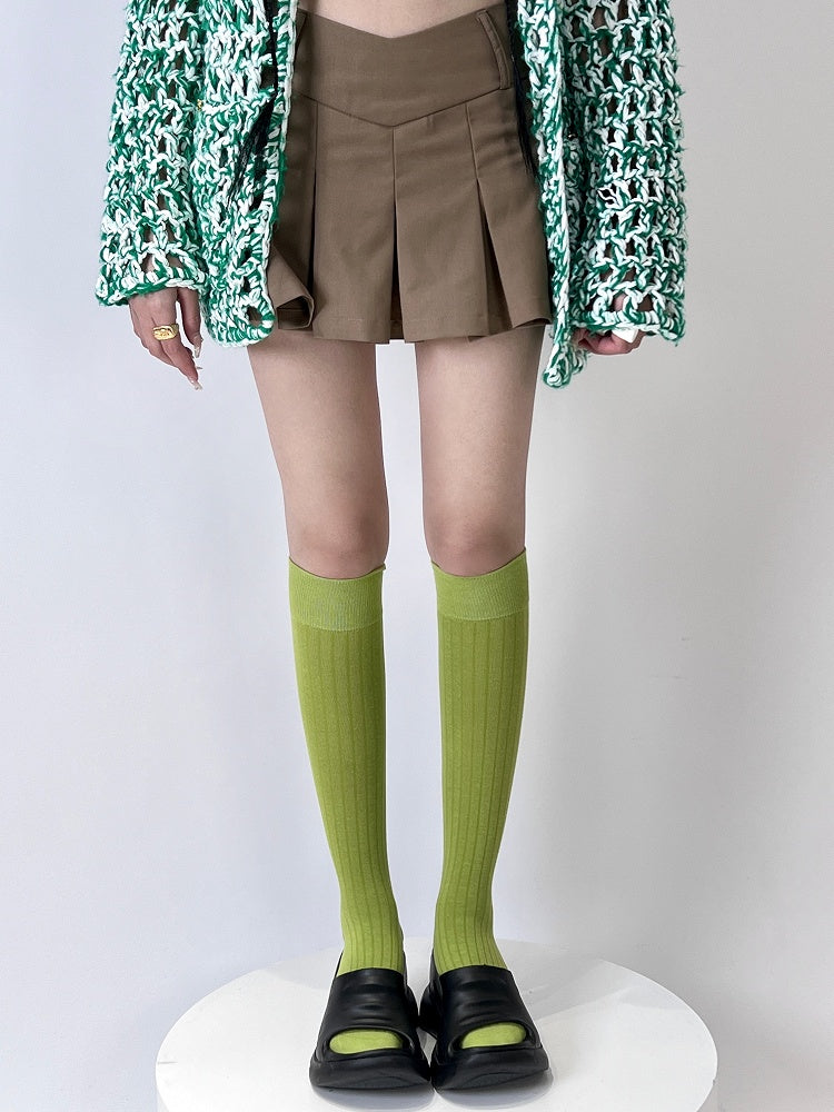 Vertical Stripe Pattern Socks 9 Ballet Style Colors Calf