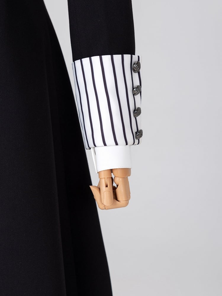 Striped Lapel Tailcoat with Clown Motif Black Accents - DevilInspired Exclusive Collection