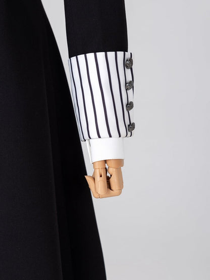 Striped Lapel Tailcoat with Clown Motif Black Accents - DevilInspired Exclusive Collection
