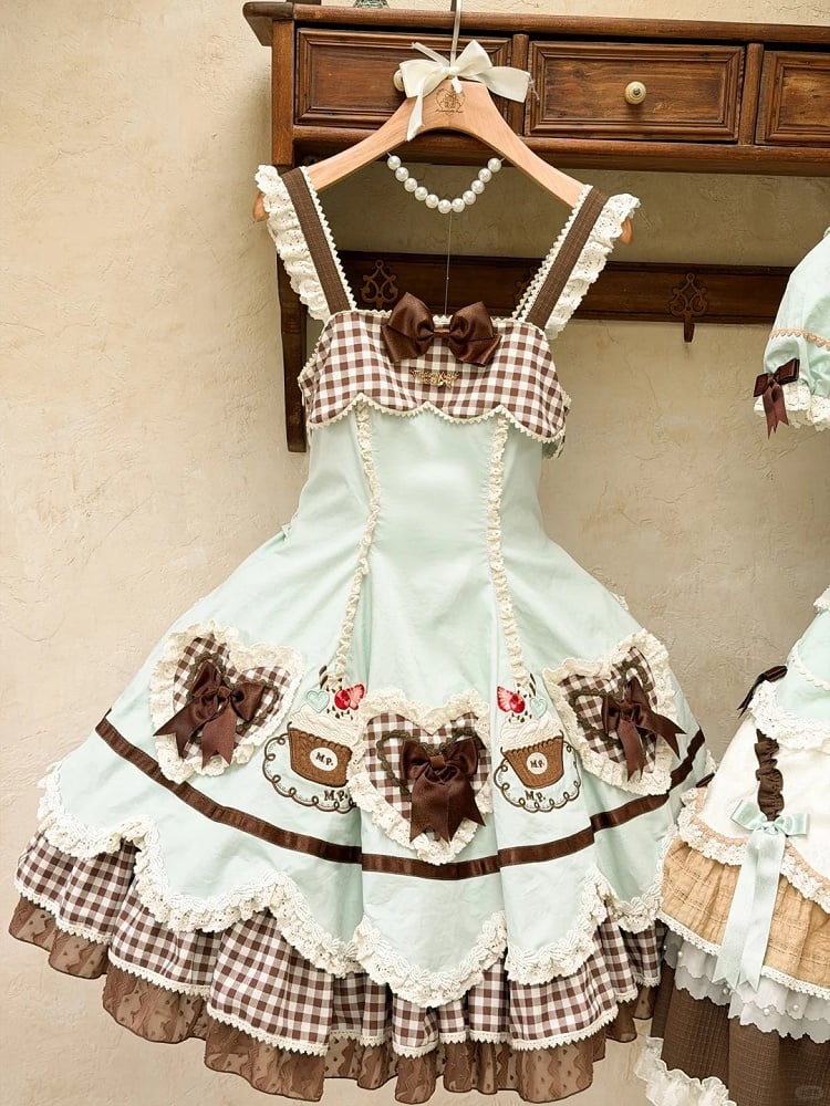Shape Green Lolita Heart Mint JSK Applique Cake Hem and Embroidery Pompompurin