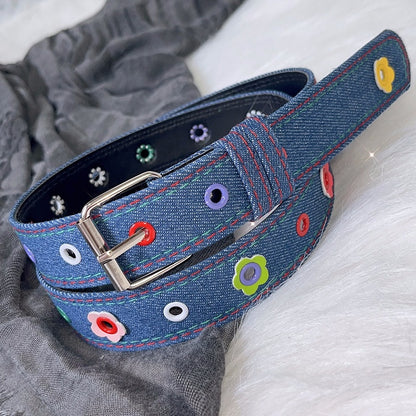 Belt Red/Blue Waist Floral Y2K