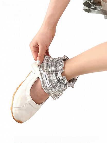 White/Black/Gray Ultra-Short Leg Warmers Ruffled Ballet-Style