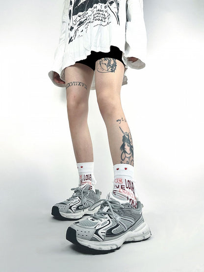 Decoration Heart Letter Socks and Pattern Ear Bunny with White