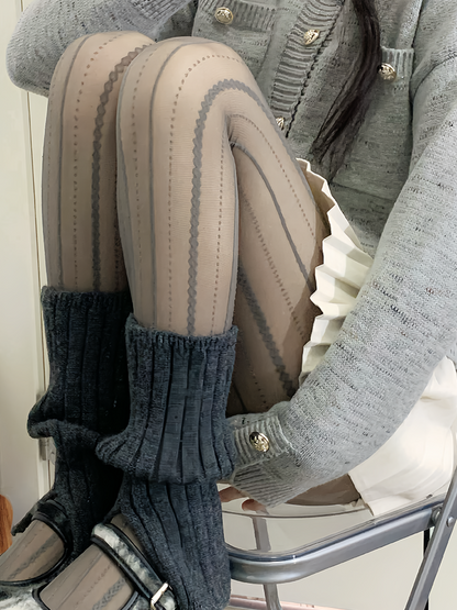 ミルクホワイト/グレー/コーヒータイツ